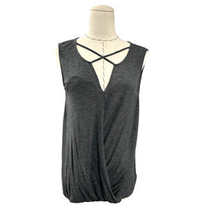 Julie‎ Billiart Cross Strap V Neck Draped Front Rolled Hem Sleeveless Top Medium